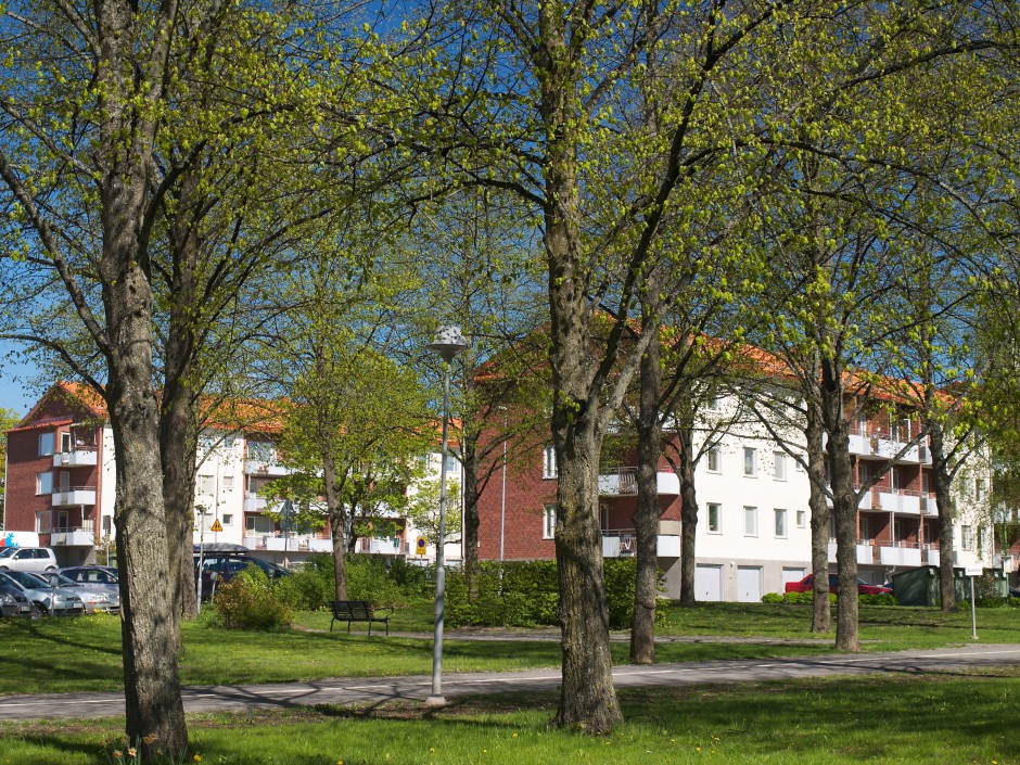 Källparksgatan 10 & 12, vy från Källparken.